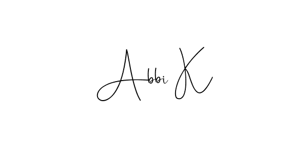 Andilay-7BmLP is a professional signature style that is perfect for those who want to add a touch of class to their signature. It is also a great choice for those who want to make their signature more unique. Get Abbi K name to fancy signature for free. Abbi K signature style 4 images and pictures png