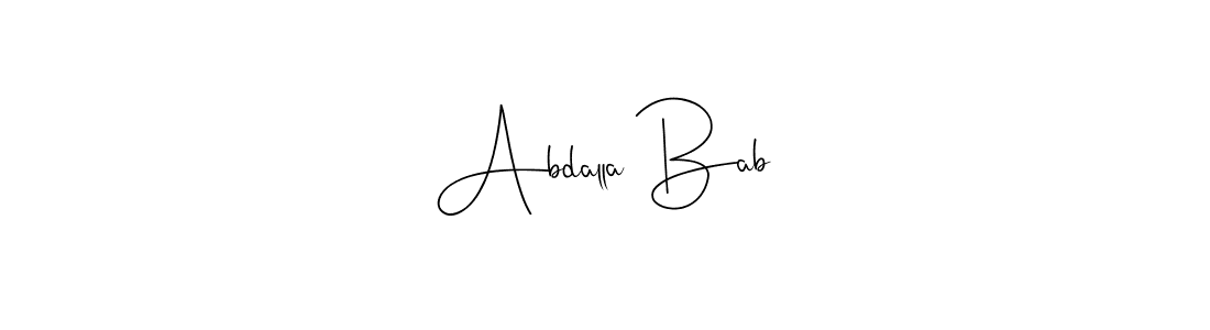 Andilay-7BmLP is a professional signature style that is perfect for those who want to add a touch of class to their signature. It is also a great choice for those who want to make their signature more unique. Get Abdalla Bab name to fancy signature for free. Abdalla Bab signature style 4 images and pictures png