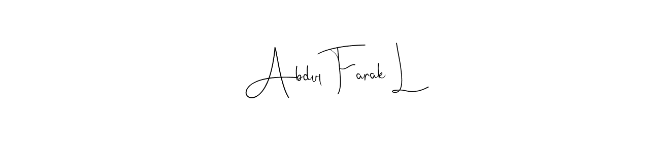 It looks lik you need a new signature style for name Abdul Farak L. Design unique handwritten (Andilay-7BmLP) signature with our free signature maker in just a few clicks. Abdul Farak L signature style 4 images and pictures png