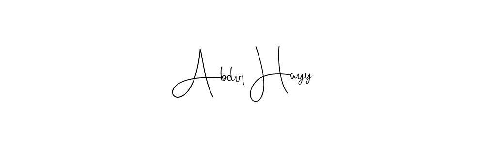How to make Abdul Hayy name signature. Use Andilay-7BmLP style for creating short signs online. This is the latest handwritten sign. Abdul Hayy signature style 4 images and pictures png
