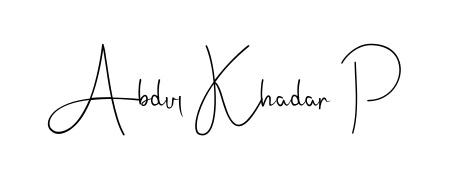 Create your official email sign-off with Abdul Khadar P name in Andilay-7BmLP style. Crisp, clean, and perfectly legible across all screens. Abdul Khadar P signature style 4 images and pictures png