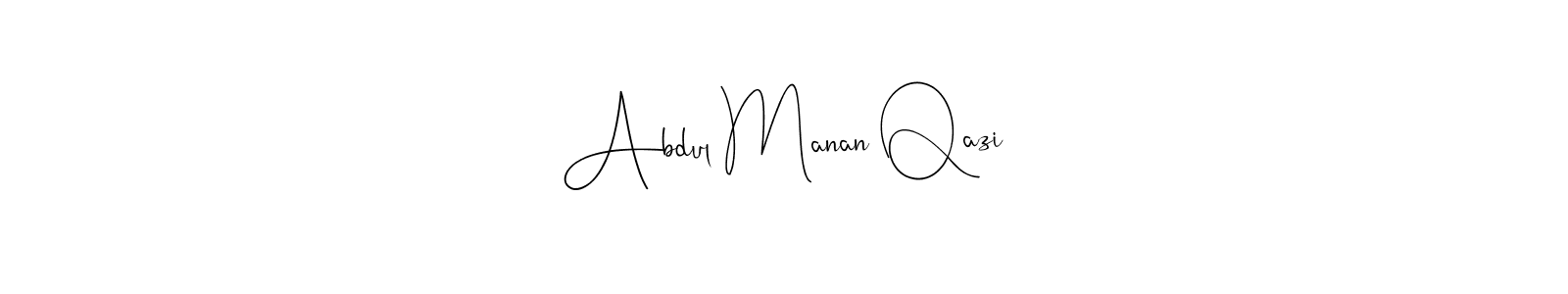 How to make Abdul Manan Qazi name signature. Use Andilay-7BmLP style for creating short signs online. This is the latest handwritten sign. Abdul Manan Qazi signature style 4 images and pictures png