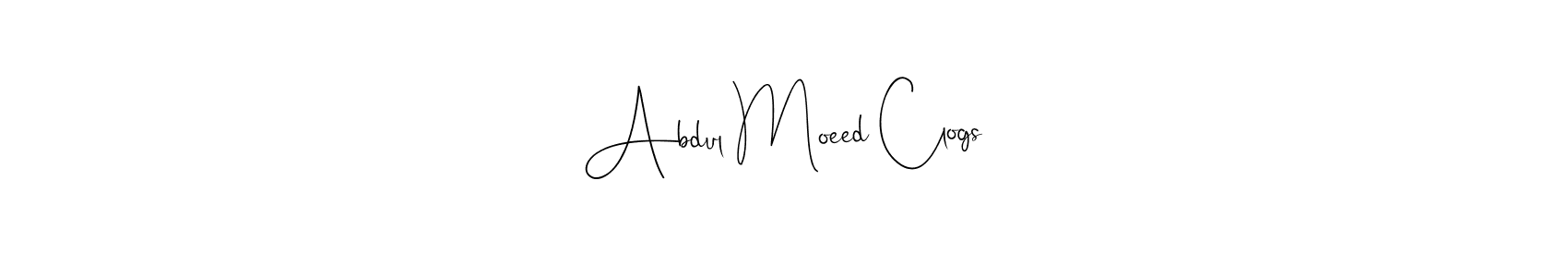 How to make Abdul Moeed Clogs name signature. Use Andilay-7BmLP style for creating short signs online. This is the latest handwritten sign. Abdul Moeed Clogs signature style 4 images and pictures png