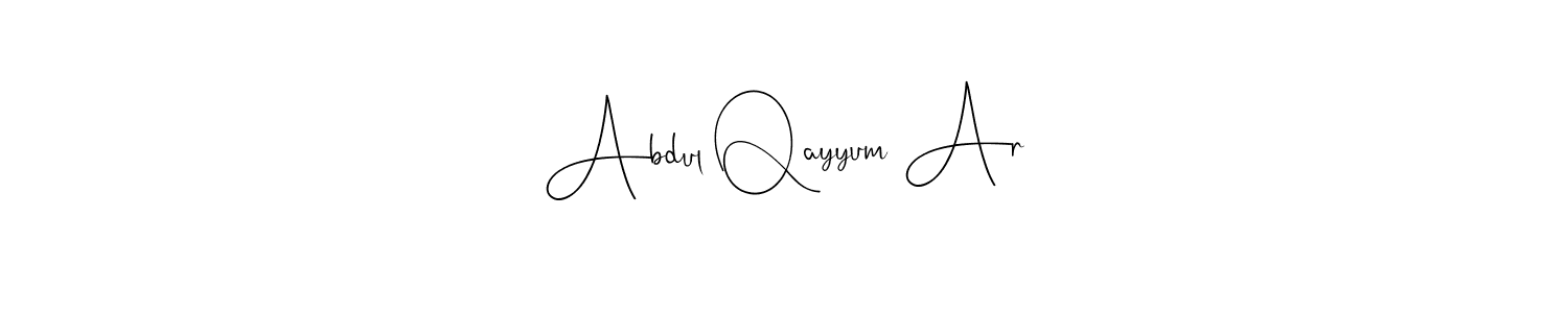 How to make Abdul Qayyum Ar name signature. Use Andilay-7BmLP style for creating short signs online. This is the latest handwritten sign. Abdul Qayyum Ar signature style 4 images and pictures png