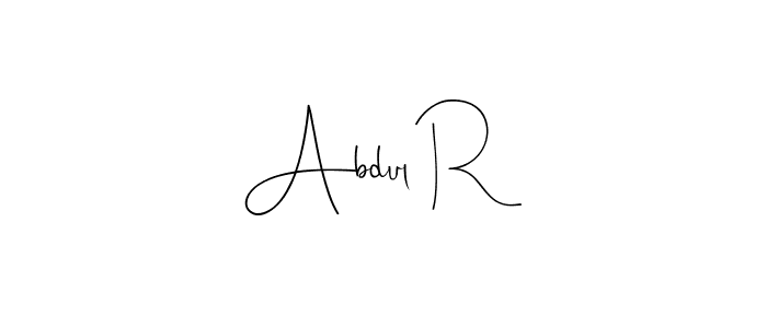 Also You can easily find your signature by using the search form. We will create Abdul R name handwritten signature images for you free of cost using Andilay-7BmLP sign style. Abdul R signature style 4 images and pictures png