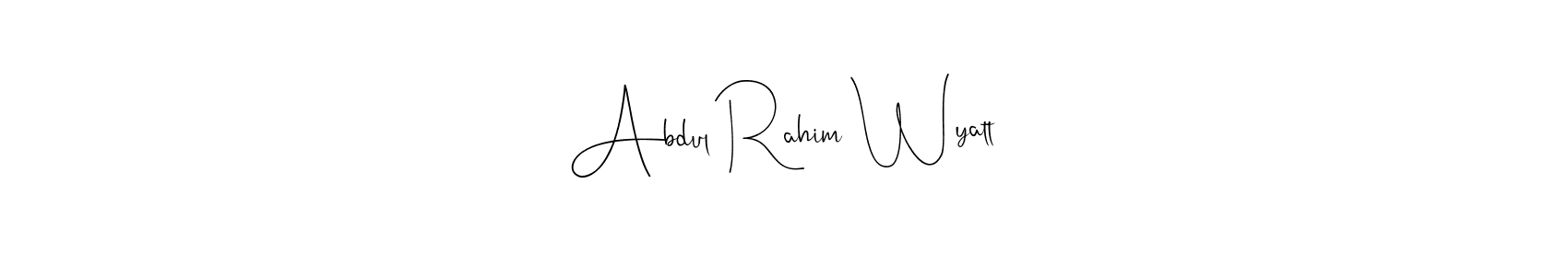 This is the best signature style for the Abdul Rahim Wyatt name. Also you like these signature font (Andilay-7BmLP). Mix name signature. Abdul Rahim Wyatt signature style 4 images and pictures png