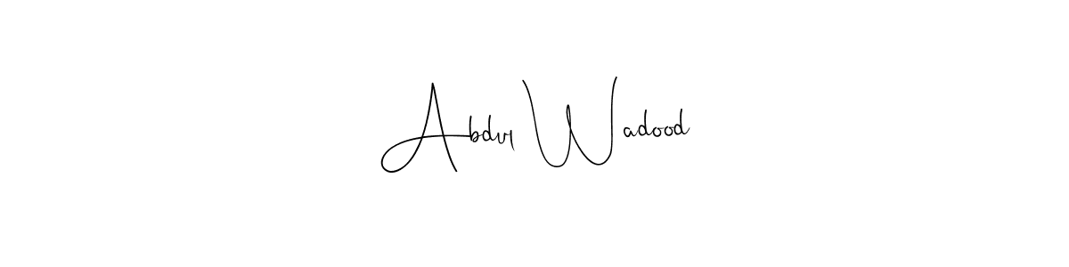 How to make Abdul Wadood name signature. Use Andilay-7BmLP style for creating short signs online. This is the latest handwritten sign. Abdul Wadood signature style 4 images and pictures png
