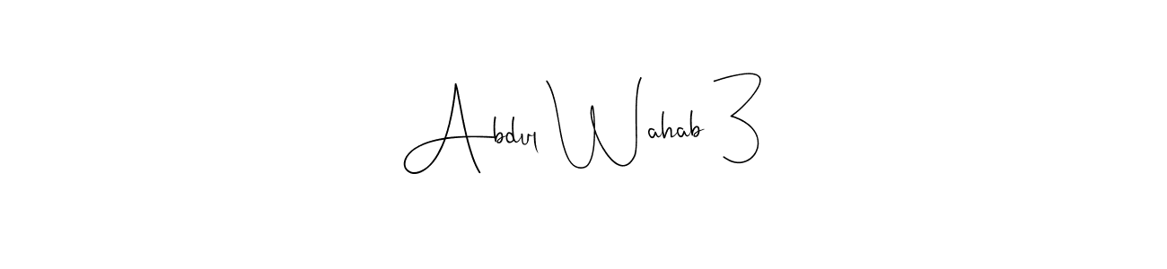 if you are searching for the best signature style for your name Abdul Wahab 3. so please give up your signature search. here we have designed multiple signature styles  using Andilay-7BmLP. Abdul Wahab 3 signature style 4 images and pictures png