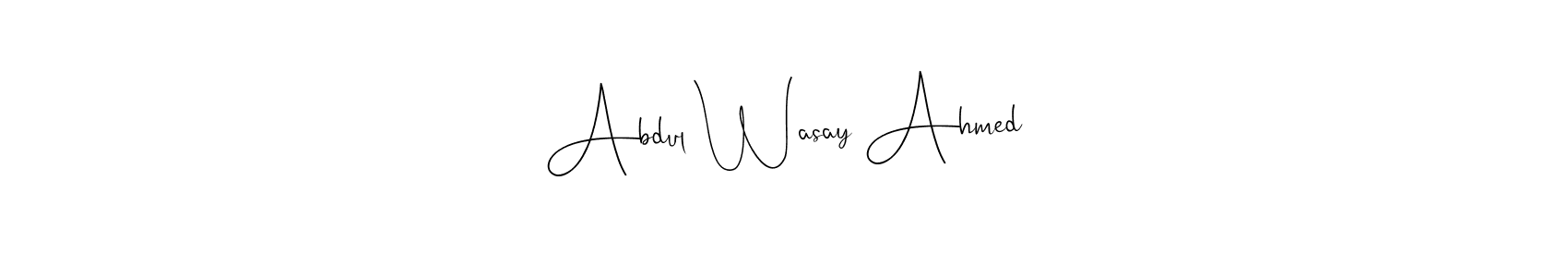 You can use this online signature creator to create a handwritten signature for the name Abdul Wasay Ahmed. This is the best online autograph maker. Abdul Wasay Ahmed signature style 4 images and pictures png
