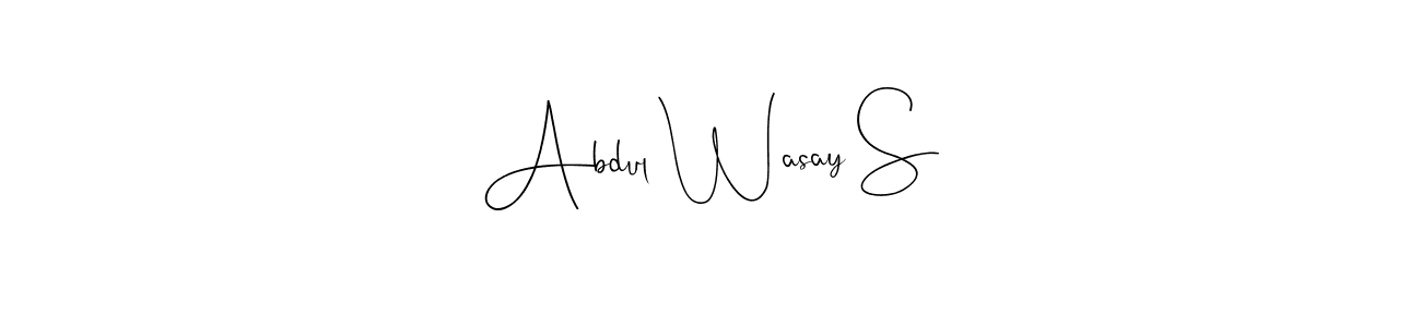 The best way (Andilay-7BmLP) to make a short signature is to pick only two or three words in your name. The name Abdul Wasay S include a total of six letters. For converting this name. Abdul Wasay S signature style 4 images and pictures png