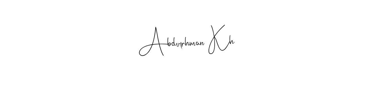 if you are searching for the best signature style for your name Abdulrhman Kh. so please give up your signature search. here we have designed multiple signature styles  using Andilay-7BmLP. Abdulrhman Kh signature style 4 images and pictures png