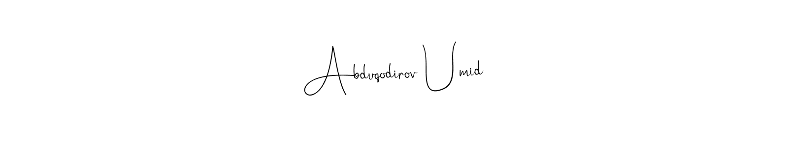 Use a signature maker to create a handwritten signature online. With this signature software, you can design (Andilay-7BmLP) your own signature for name Abduqodirov Umid. Abduqodirov Umid signature style 4 images and pictures png