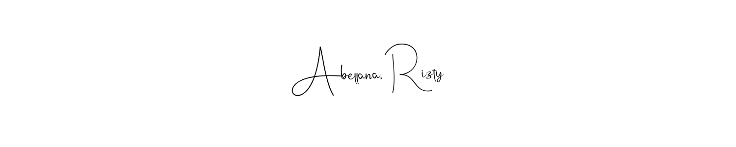 if you are searching for the best signature style for your name Abellana, Rizty. so please give up your signature search. here we have designed multiple signature styles  using Andilay-7BmLP. Abellana, Rizty signature style 4 images and pictures png
