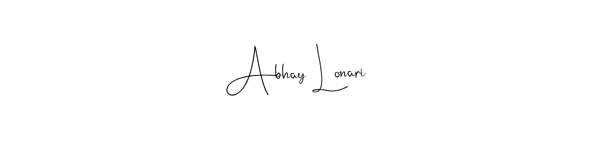 How to make Abhay Lonari name signature. Use Andilay-7BmLP style for creating short signs online. This is the latest handwritten sign. Abhay Lonari signature style 4 images and pictures png