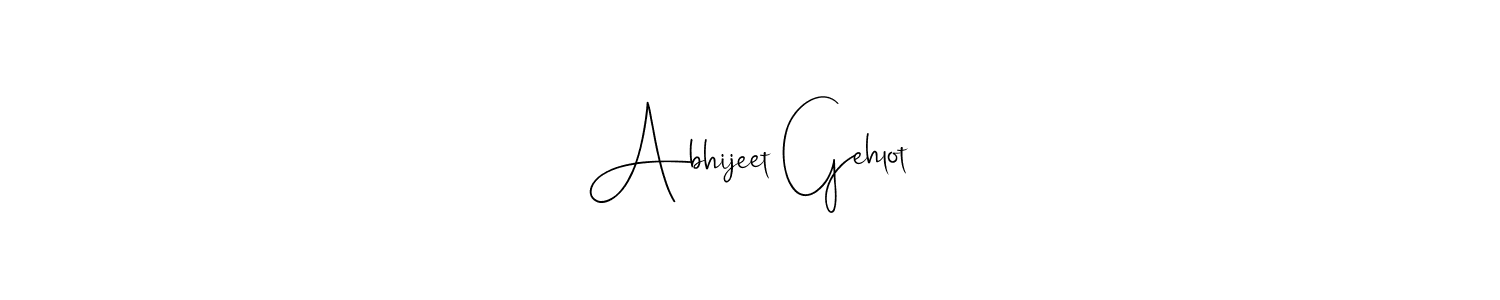 How to make Abhijeet Gehlot name signature. Use Andilay-7BmLP style for creating short signs online. This is the latest handwritten sign. Abhijeet Gehlot signature style 4 images and pictures png