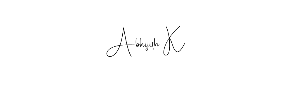 The best way (Andilay-7BmLP) to make a short signature is to pick only two or three words in your name. The name Abhijith K include a total of six letters. For converting this name. Abhijith K signature style 4 images and pictures png