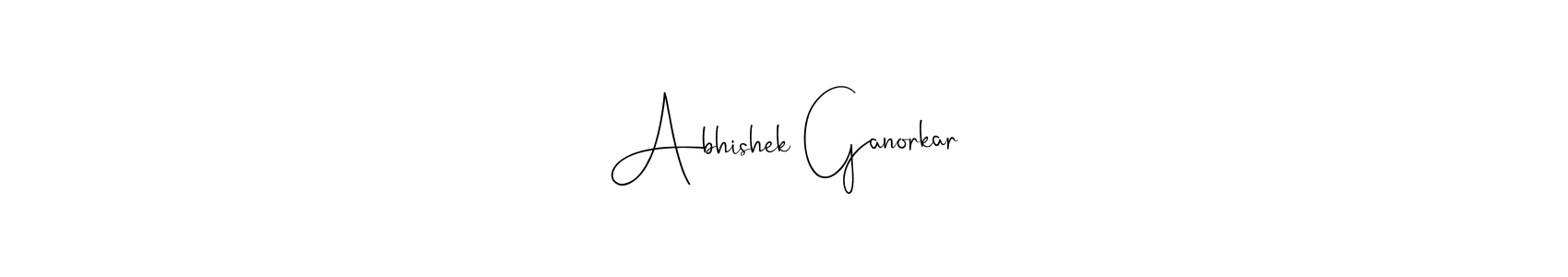 How to make Abhishek Ganorkar name signature. Use Andilay-7BmLP style for creating short signs online. This is the latest handwritten sign. Abhishek Ganorkar signature style 4 images and pictures png
