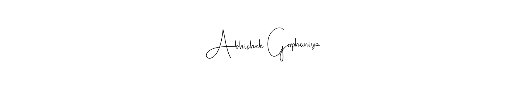 How to make Abhishek Gophaniya name signature. Use Andilay-7BmLP style for creating short signs online. This is the latest handwritten sign. Abhishek Gophaniya signature style 4 images and pictures png