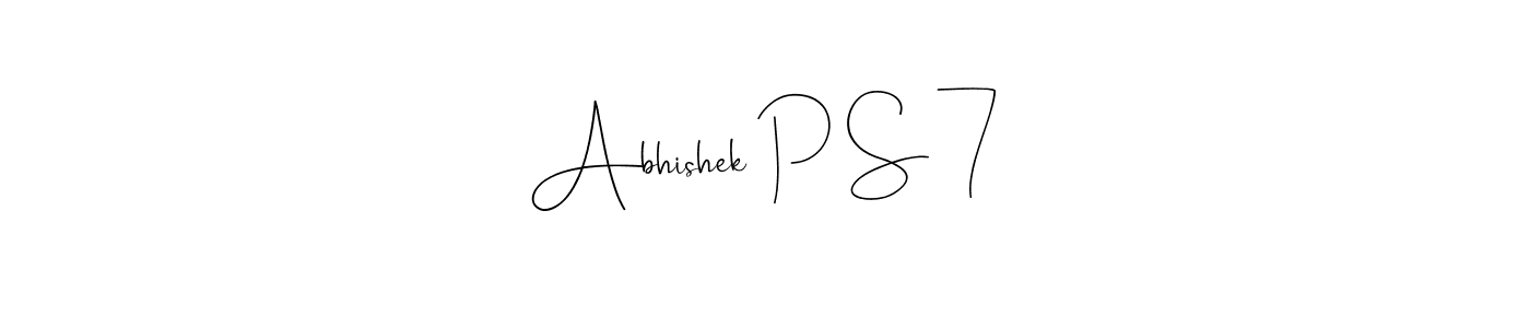 How to make Abhishek P S 7 name signature. Use Andilay-7BmLP style for creating short signs online. This is the latest handwritten sign. Abhishek P S 7 signature style 4 images and pictures png
