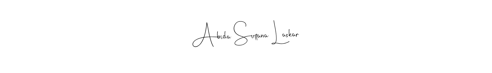How to make Abida Sultana Laskar name signature. Use Andilay-7BmLP style for creating short signs online. This is the latest handwritten sign. Abida Sultana Laskar signature style 4 images and pictures png