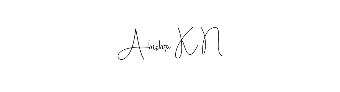 if you are searching for the best signature style for your name Abishta K N. so please give up your signature search. here we have designed multiple signature styles  using Andilay-7BmLP. Abishta K N signature style 4 images and pictures png