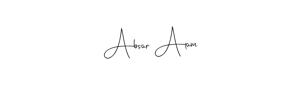 How to make Absar Alam name signature. Use Andilay-7BmLP style for creating short signs online. This is the latest handwritten sign. Absar Alam signature style 4 images and pictures png