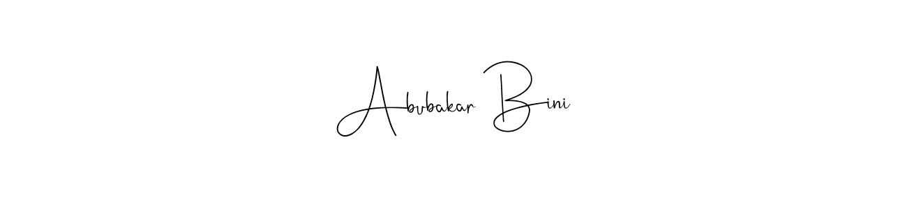 Make a beautiful signature design for name Abubakar Bini. With this signature (Andilay-7BmLP) style, you can create a handwritten signature for free. Abubakar Bini signature style 4 images and pictures png