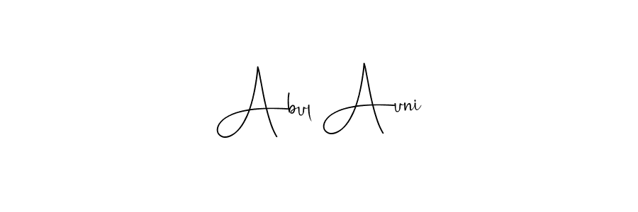 if you are searching for the best signature style for your name Abul Auni. so please give up your signature search. here we have designed multiple signature styles  using Andilay-7BmLP. Abul Auni signature style 4 images and pictures png