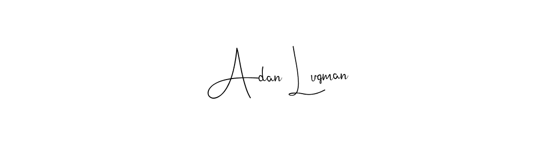 How to make Adan Luqman name signature. Use Andilay-7BmLP style for creating short signs online. This is the latest handwritten sign. Adan Luqman signature style 4 images and pictures png