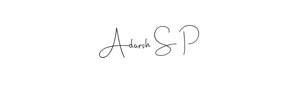 Use a signature maker to create a handwritten signature online. With this signature software, you can design (Andilay-7BmLP) your own signature for name Adarsh S P. Adarsh S P signature style 4 images and pictures png