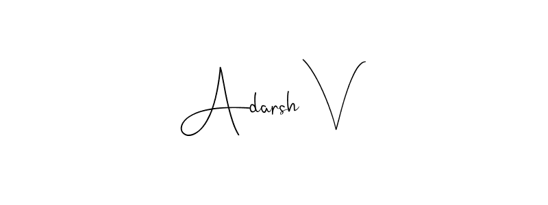 Make a beautiful signature design for name Adarsh V. With this signature (Andilay-7BmLP) style, you can create a handwritten signature for free. Adarsh V signature style 4 images and pictures png