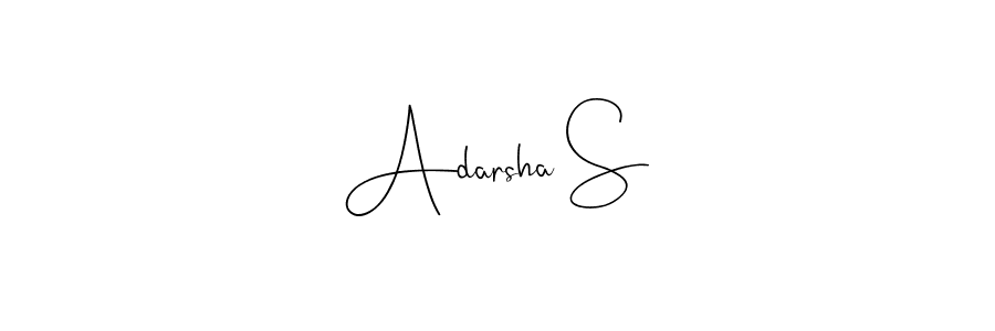 This is the best signature style for the Adarsha S name. Also you like these signature font (Andilay-7BmLP). Mix name signature. Adarsha S signature style 4 images and pictures png