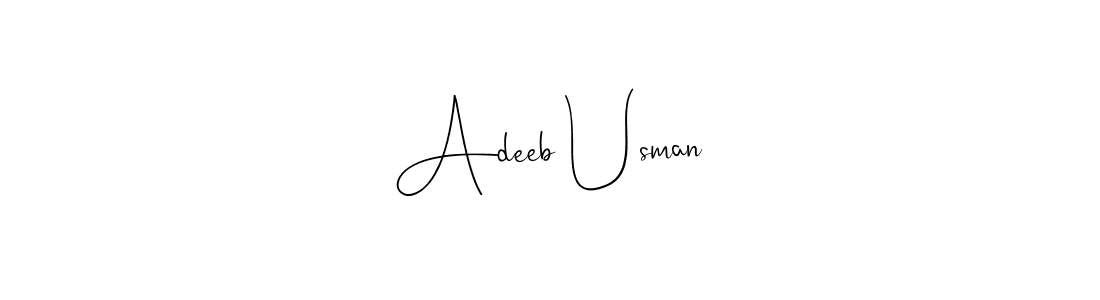 How to make Adeeb Usman name signature. Use Andilay-7BmLP style for creating short signs online. This is the latest handwritten sign. Adeeb Usman signature style 4 images and pictures png