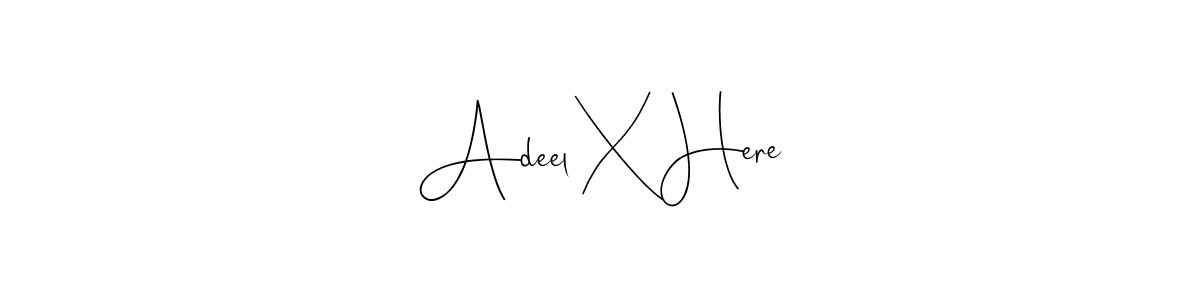 if you are searching for the best signature style for your name Adeel X Here. so please give up your signature search. here we have designed multiple signature styles  using Andilay-7BmLP. Adeel X Here signature style 4 images and pictures png