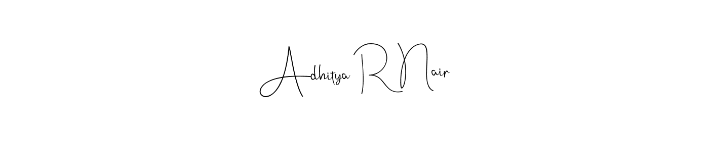 The best way (Andilay-7BmLP) to make a short signature is to pick only two or three words in your name. The name Adhitya R Nair include a total of six letters. For converting this name. Adhitya R Nair signature style 4 images and pictures png