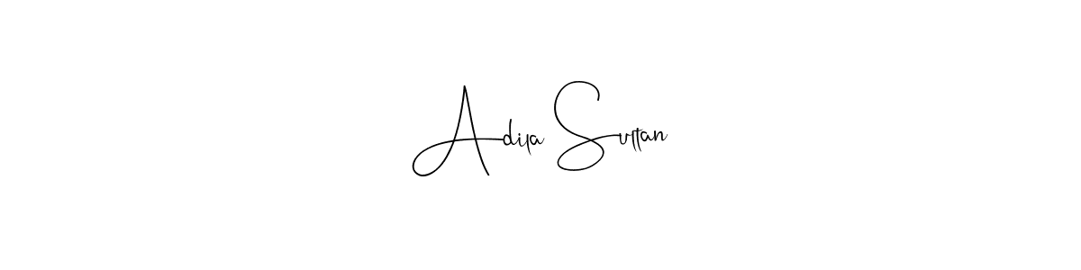 How to make Adila Sultan name signature. Use Andilay-7BmLP style for creating short signs online. This is the latest handwritten sign. Adila Sultan signature style 4 images and pictures png