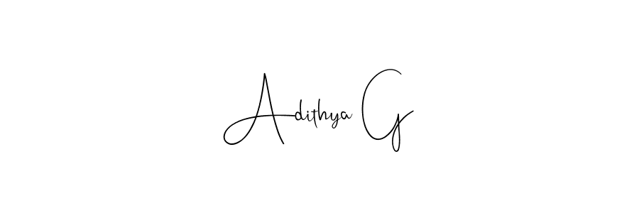 Make a beautiful signature design for name Adithya G. With this signature (Andilay-7BmLP) style, you can create a handwritten signature for free. Adithya G signature style 4 images and pictures png