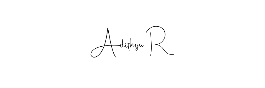 Make a beautiful signature design for name Adithya R. With this signature (Andilay-7BmLP) style, you can create a handwritten signature for free. Adithya R signature style 4 images and pictures png