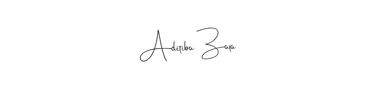 How to make Aditiba Zala name signature. Use Andilay-7BmLP style for creating short signs online. This is the latest handwritten sign. Aditiba Zala signature style 4 images and pictures png