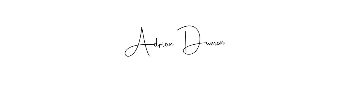 Andilay-7BmLP is a professional signature style that is perfect for those who want to add a touch of class to their signature. It is also a great choice for those who want to make their signature more unique. Get Adrian Damon name to fancy signature for free. Adrian Damon signature style 4 images and pictures png