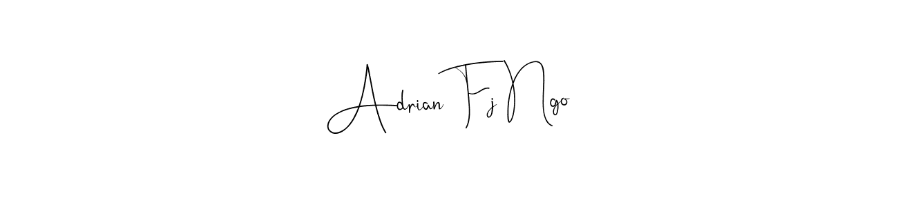 How to make Adrian Fj Ngo name signature. Use Andilay-7BmLP style for creating short signs online. This is the latest handwritten sign. Adrian Fj Ngo signature style 4 images and pictures png