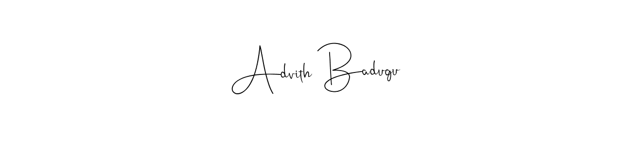 Make a beautiful signature design for name Advith Badugu. With this signature (Andilay-7BmLP) style, you can create a handwritten signature for free. Advith Badugu signature style 4 images and pictures png