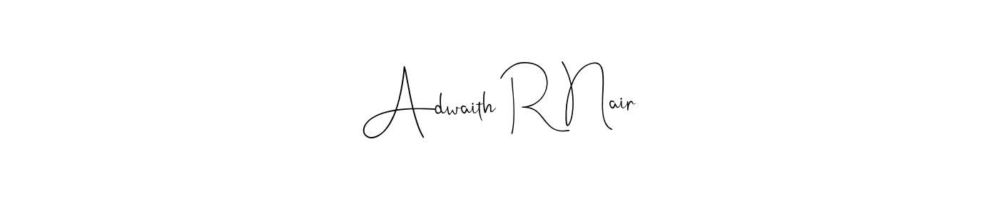 How to make Adwaith R Nair name signature. Use Andilay-7BmLP style for creating short signs online. This is the latest handwritten sign. Adwaith R Nair signature style 4 images and pictures png