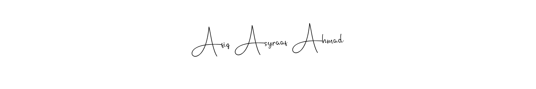 It looks lik you need a new signature style for name Afiq Asyraaf Ahmad. Design unique handwritten (Andilay-7BmLP) signature with our free signature maker in just a few clicks. Afiq Asyraaf Ahmad signature style 4 images and pictures png