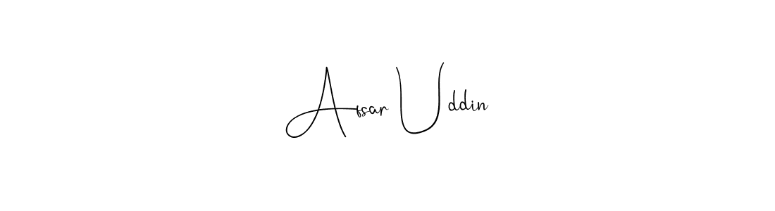 Make a beautiful signature design for name Afsar Uddin. With this signature (Andilay-7BmLP) style, you can create a handwritten signature for free. Afsar Uddin signature style 4 images and pictures png