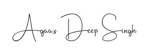The Andilay-7BmLP font transforms the name Agaaz Deep Singh into an executive sign with sharp precision and distinguished character. Agaaz Deep Singh signature style 4 images and pictures png