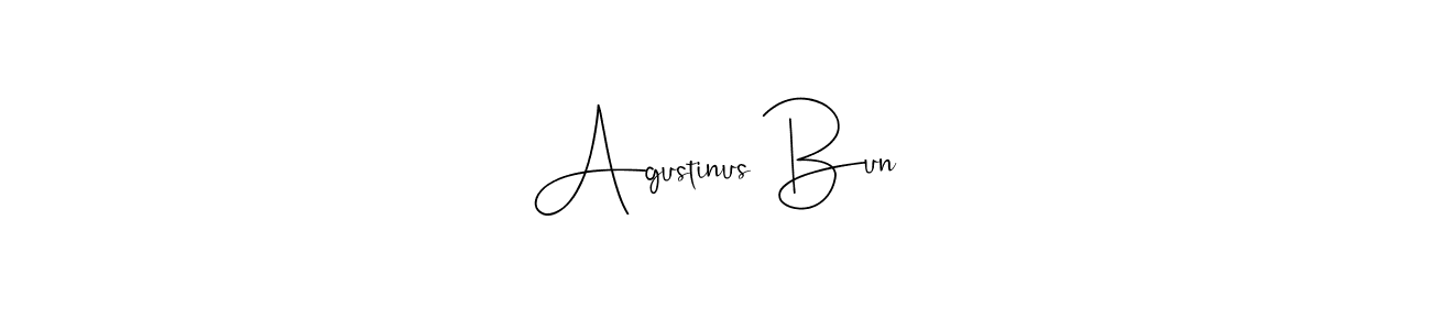 Andilay-7BmLP is a professional signature style that is perfect for those who want to add a touch of class to their signature. It is also a great choice for those who want to make their signature more unique. Get Agustinus Bun name to fancy signature for free. Agustinus Bun signature style 4 images and pictures png