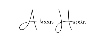 A modern signature idea for name Ahaan Husain using Andilay-7BmLP font. Clean strokes and elegant curves make it stand out instantly. Ahaan Husain signature style 4 images and pictures png