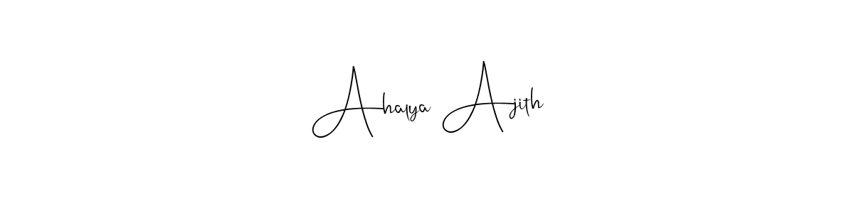 Also You can easily find your signature by using the search form. We will create Ahalya Ajith name handwritten signature images for you free of cost using Andilay-7BmLP sign style. Ahalya Ajith signature style 4 images and pictures png