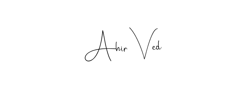 How to make Ahir Ved name signature. Use Andilay-7BmLP style for creating short signs online. This is the latest handwritten sign. Ahir Ved signature style 4 images and pictures png